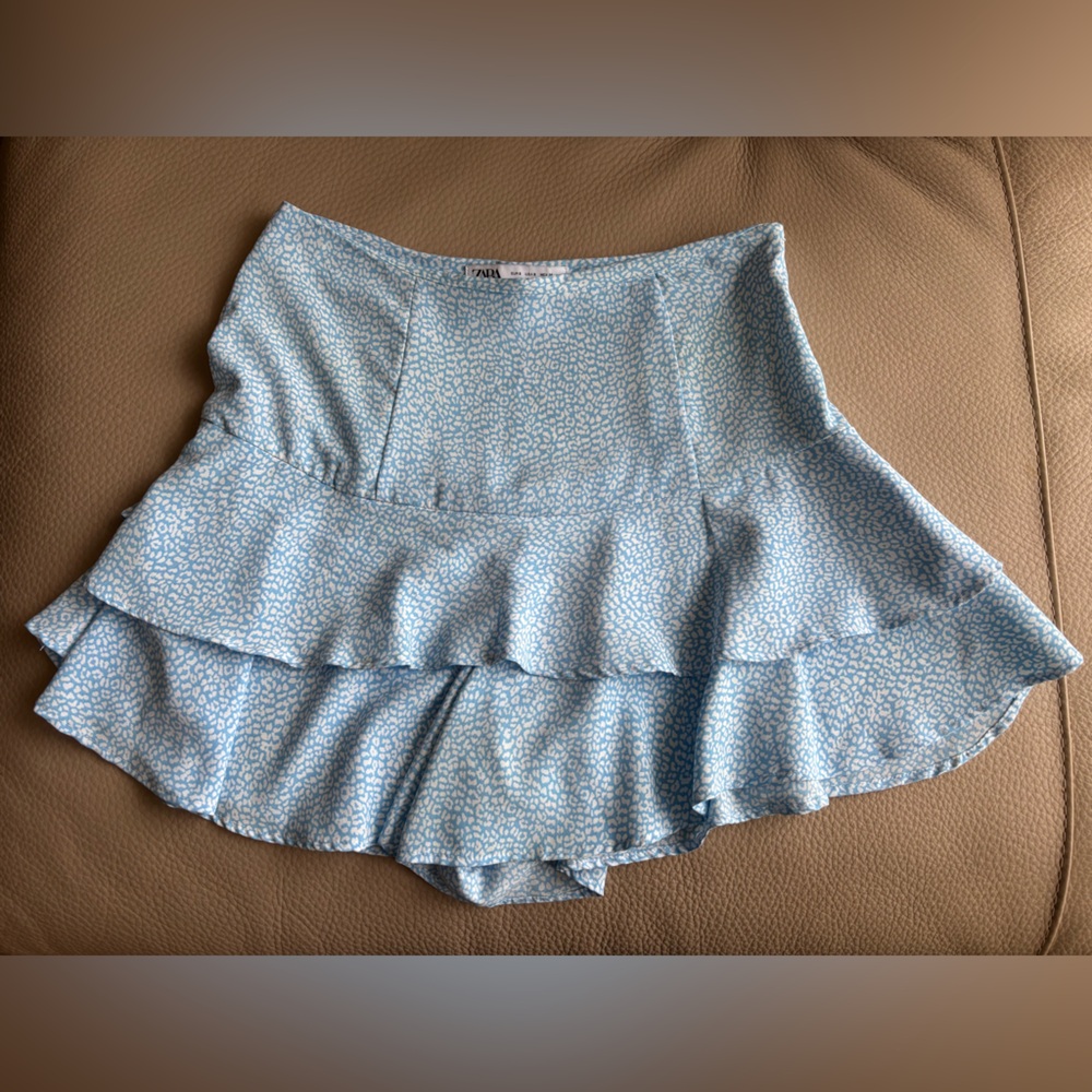 Zara Light Blue Animal Print Skort